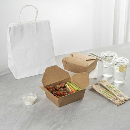 Bio Tek 45 oz Rectangle Kraft Paper #8 Bio Box Take Out Container - 6 3/4" x 5 1/2" x 2 1/2" - 200 count box