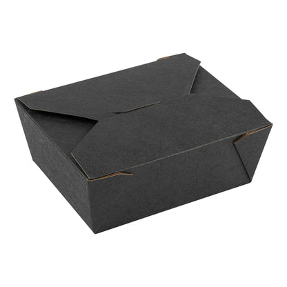 Bio Tek 45 oz Rectangle Black Paper #8 Bio Box Take Out Container - 6 3/4" x 5 1/2" x 2 1/2" - 50 count box