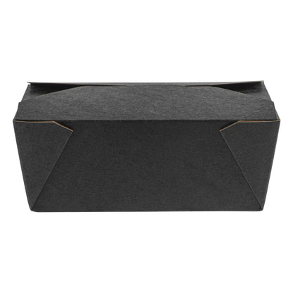 Bio Tek 45 oz Rectangle Black Paper #8 Bio Box Take Out Container - 6 3/4" x 5 1/2" x 2 1/2" - 50 count box