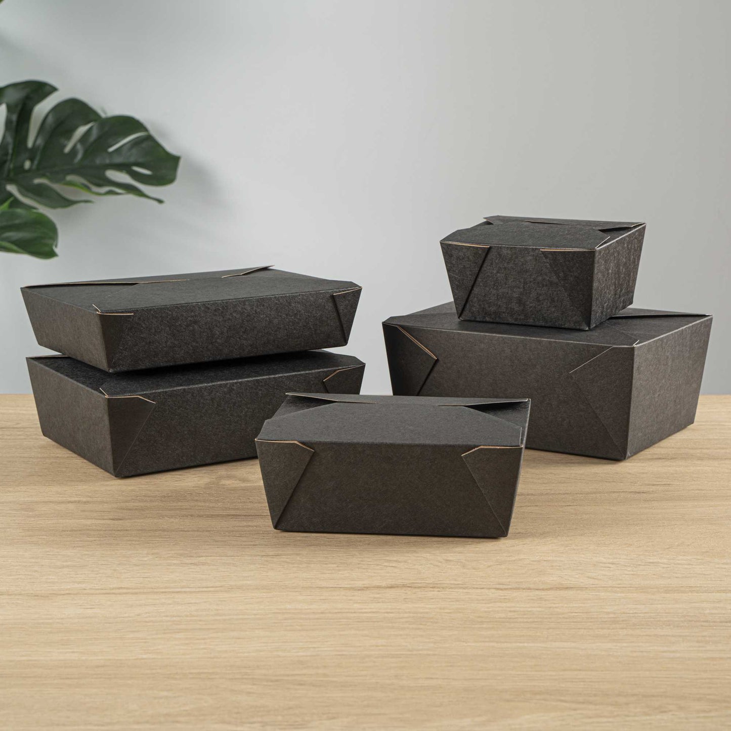 Bio Tek 45 oz Rectangle Black Paper #8 Bio Box Take Out Container - 6 3/4" x 5 1/2" x 2 1/2" - 50 count box