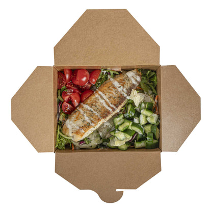 Bio Tek 45 oz Rectangle Black Paper #8 Bio Box Take Out Container - 6 3/4" x 5 1/2" x 2 1/2" - 200 count box