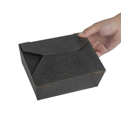 Bio Tek 45 oz Rectangle Black Paper #8 Bio Box Take Out Container - 6 3/4" x 5 1/2" x 2 1/2" - 200 count box