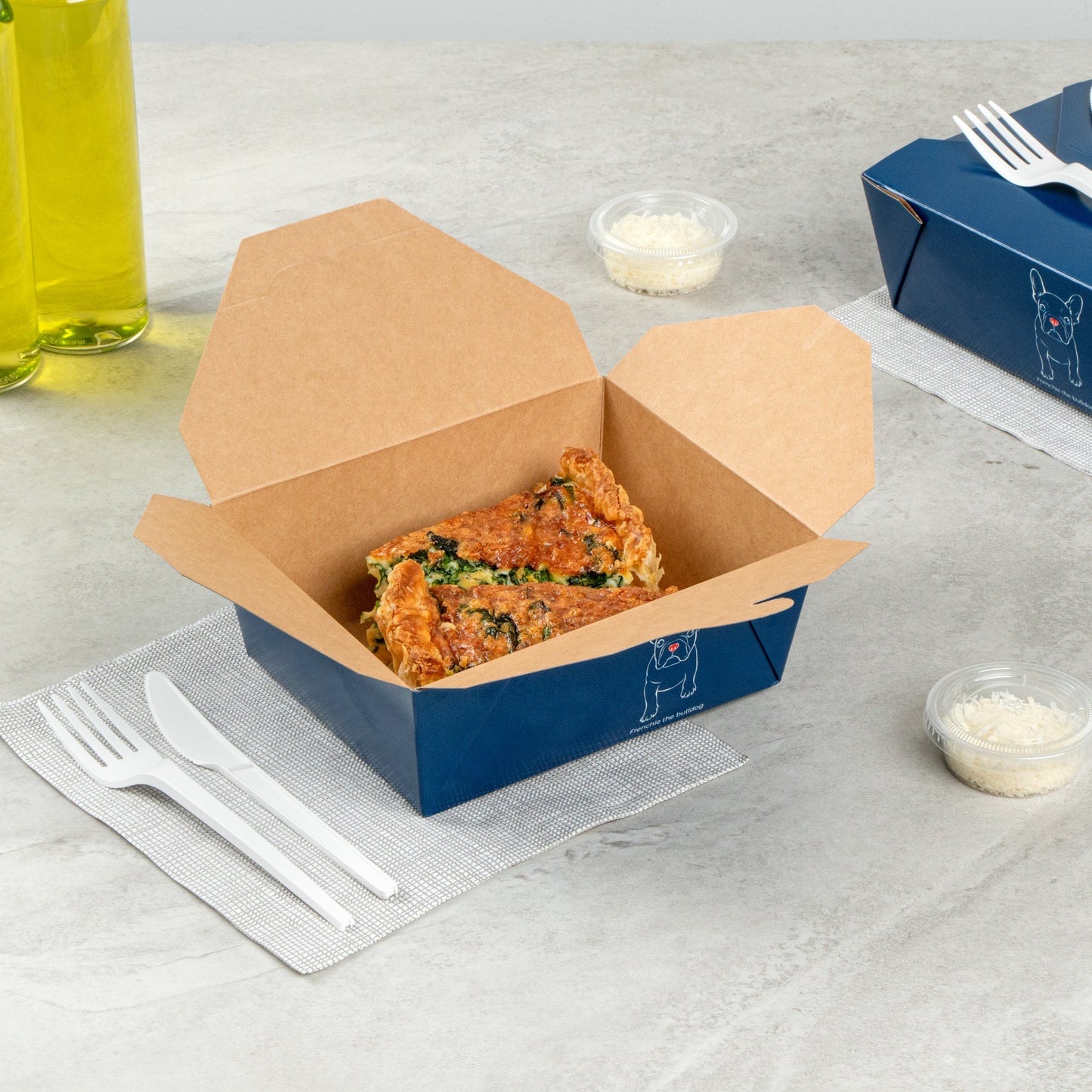 Bio Tek 45 oz Rectangle Frenchie Paper #8 Bio Box Take Out Container - 6 3/4" x 5 1/2" x 2 1/2" - 50 count box