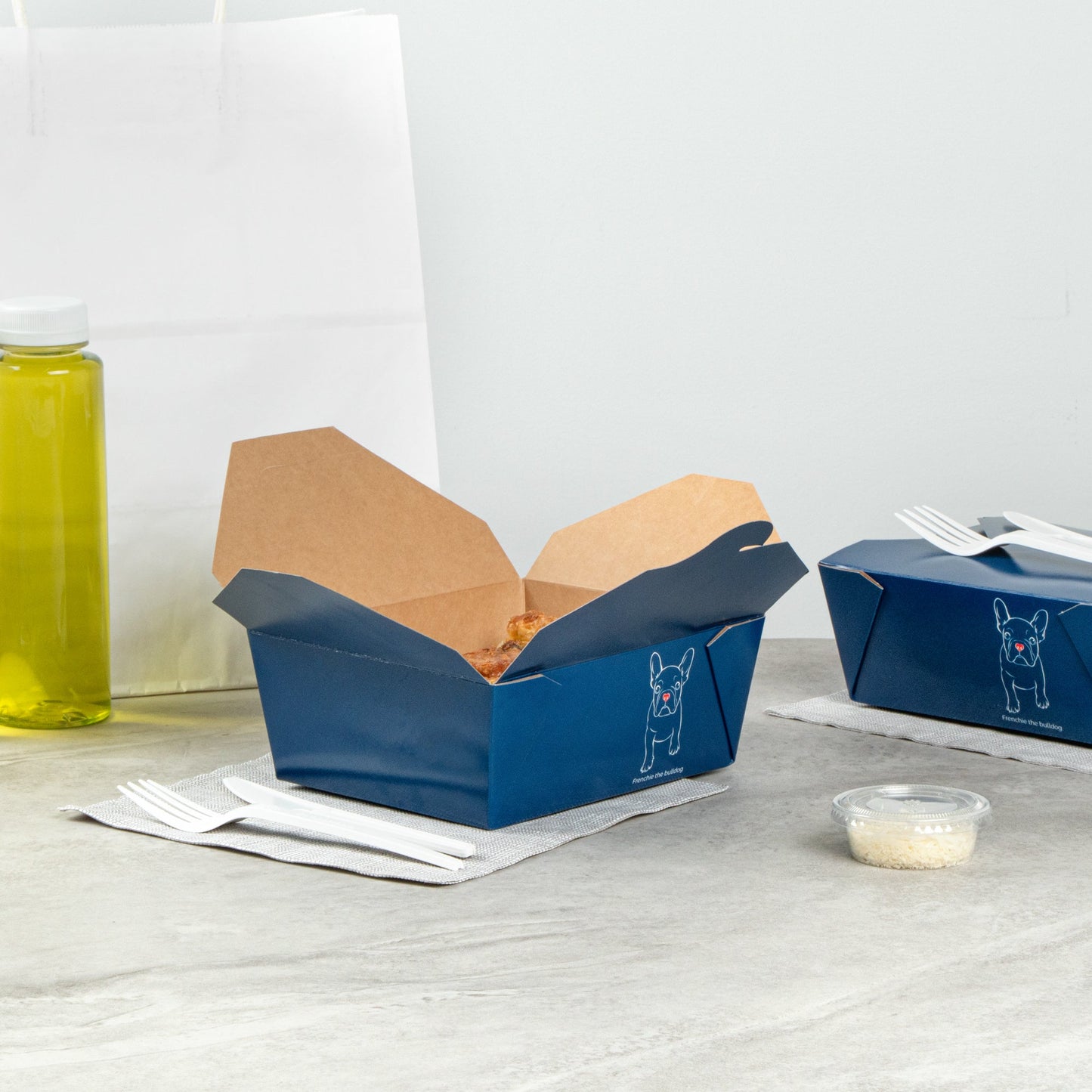 Bio Tek 45 oz Rectangle Frenchie Paper #8 Bio Box Take Out Container - 6 3/4" x 5 1/2" x 2 1/2" - 50 count box