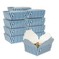 Bio Tek 45 oz Rectangle Blue and White Stripe Paper #8 Bio Box Take Out Container - 6 3/4" x 5 1/2" x 2 1/2" - 50 count box