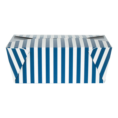 Bio Tek 45 oz Rectangle Blue and White Stripe Paper #8 Bio Box Take Out Container - 6 3/4" x 5 1/2" x 2 1/2" - 200 count box