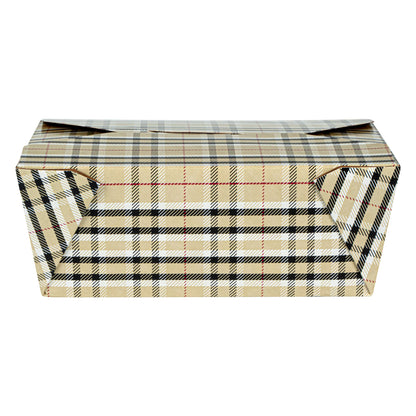 Bio Tek 45 oz Rectangle Plaid Paper #8 Bio Box Take Out Container - 6 3/4" x 5 1/2" x 2 1/2" - 50 count box