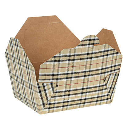 Bio Tek 45 oz Rectangle Plaid Paper #8 Bio Box Take Out Container - 6 3/4" x 5 1/2" x 2 1/2" - 200 count box