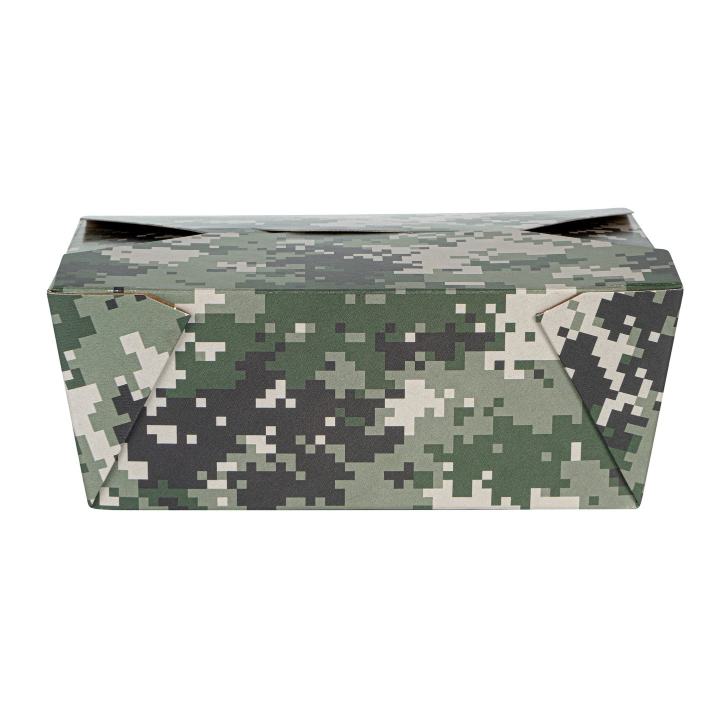 Bio Tek 45 oz Rectangle Camouflage Paper #8 Bio Box Take Out Container - 6 3/4" x 5 1/2" x 2 1/2" - 50 count box