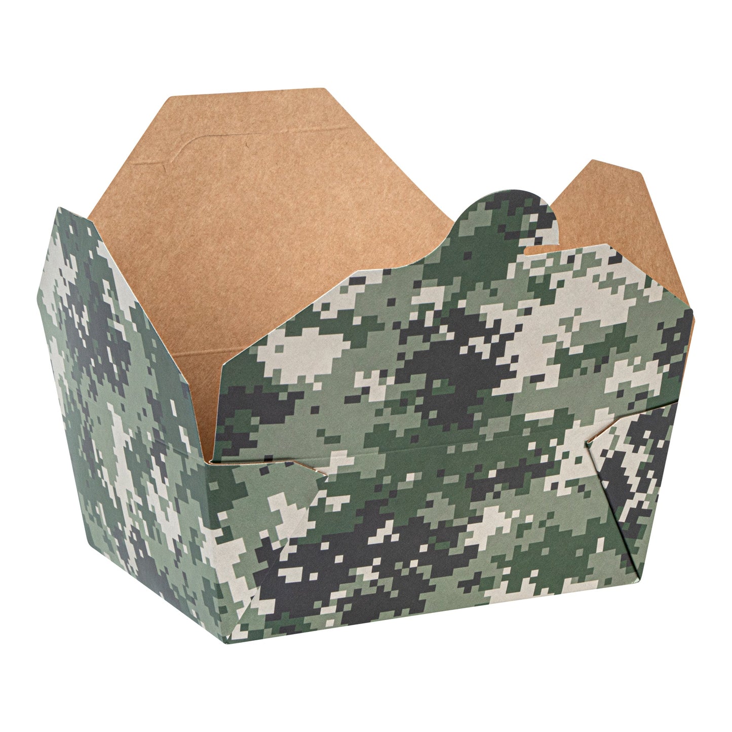 Bio Tek 45 oz Rectangle Camouflage Paper #8 Bio Box Take Out Container - 6 3/4" x 5 1/2" x 2 1/2" - 200 count box
