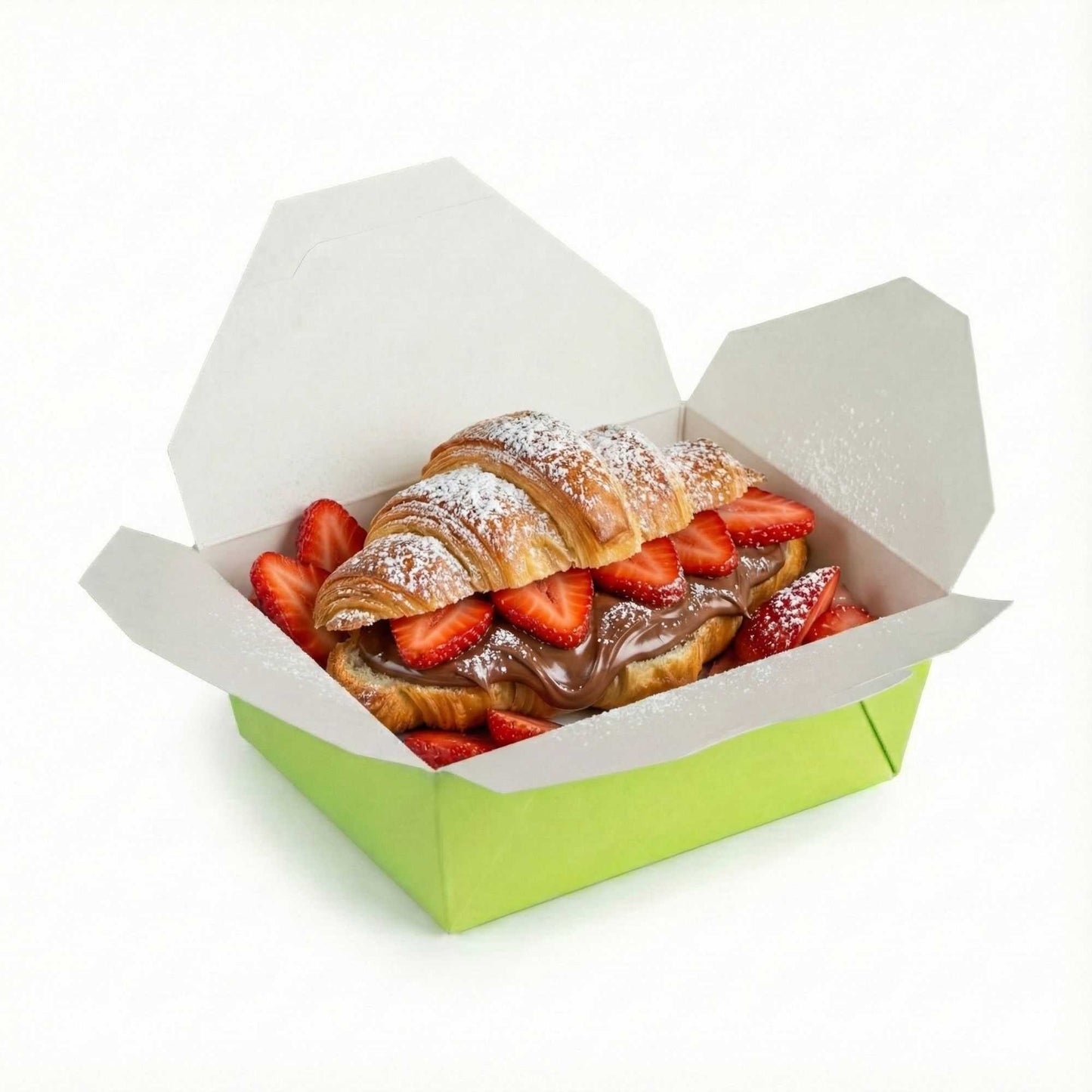 Bio Tek 45 oz Rectangle Eco Green Paper #8 Bio Box Take Out Container - 6 3/4" x 5 1/2" x 2 1/2" - 50 count box