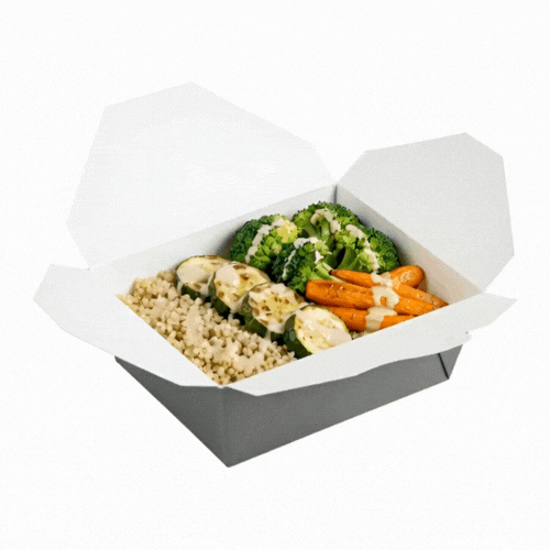 Bio Tek 45 oz Rectangle Gray Paper #8 Bio Box Take Out Container - 6 3/4" x 5 1/2" x 2 1/2" - 50 count box