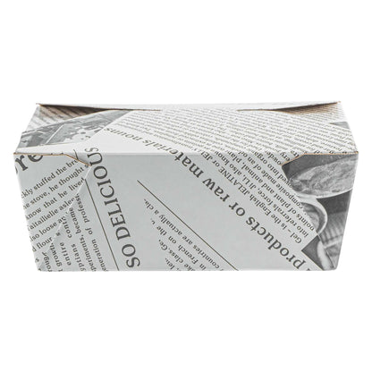 Bio Tek 45 oz Rectangle Newsprint Paper #8 Bio Box Take Out Container - 6 3/4" x 5 1/2" x 2 1/2" - 50 count box