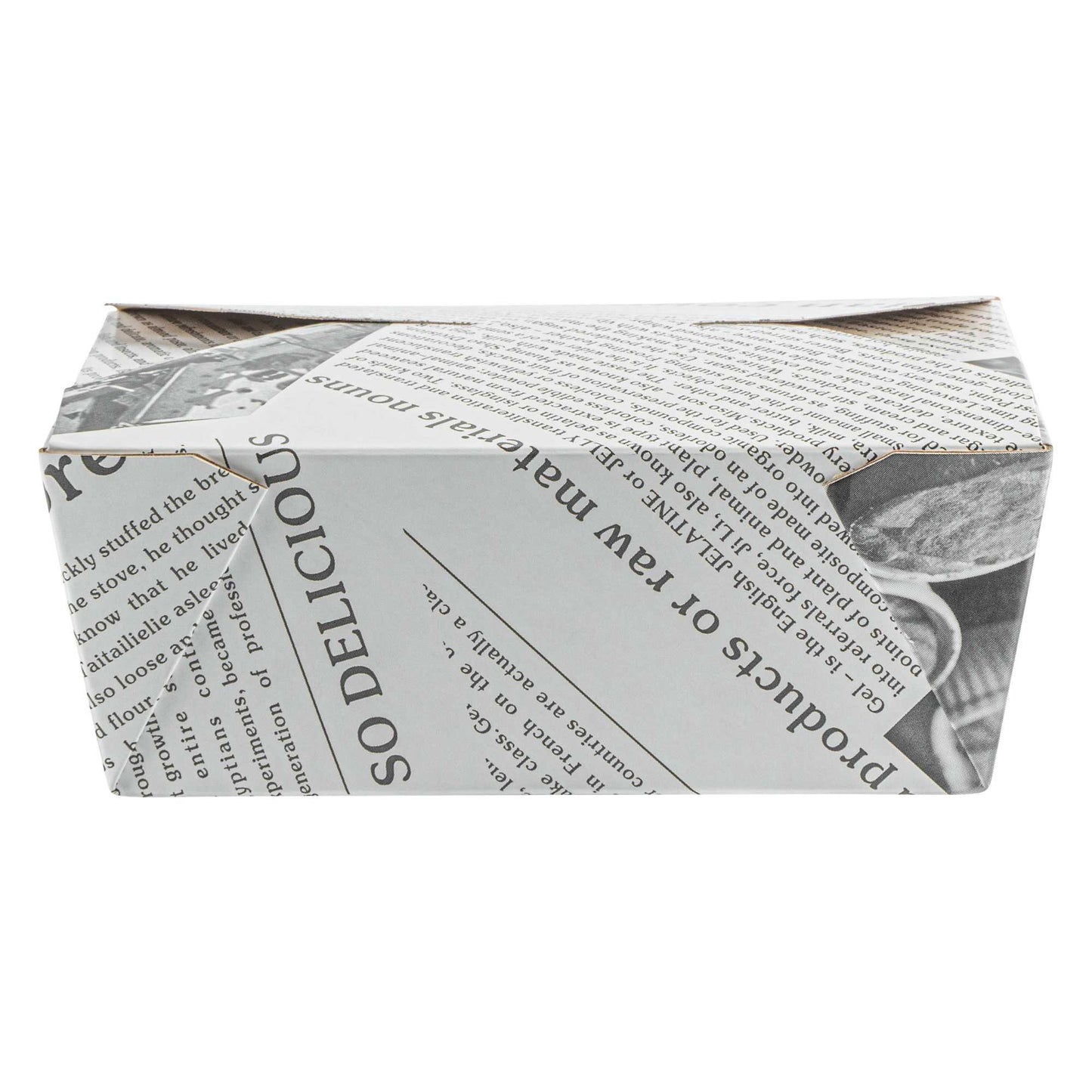 Bio Tek 45 oz Rectangle Newsprint Paper #8 Bio Box Take Out Container - 6 3/4" x 5 1/2" x 2 1/2" - 200 count box