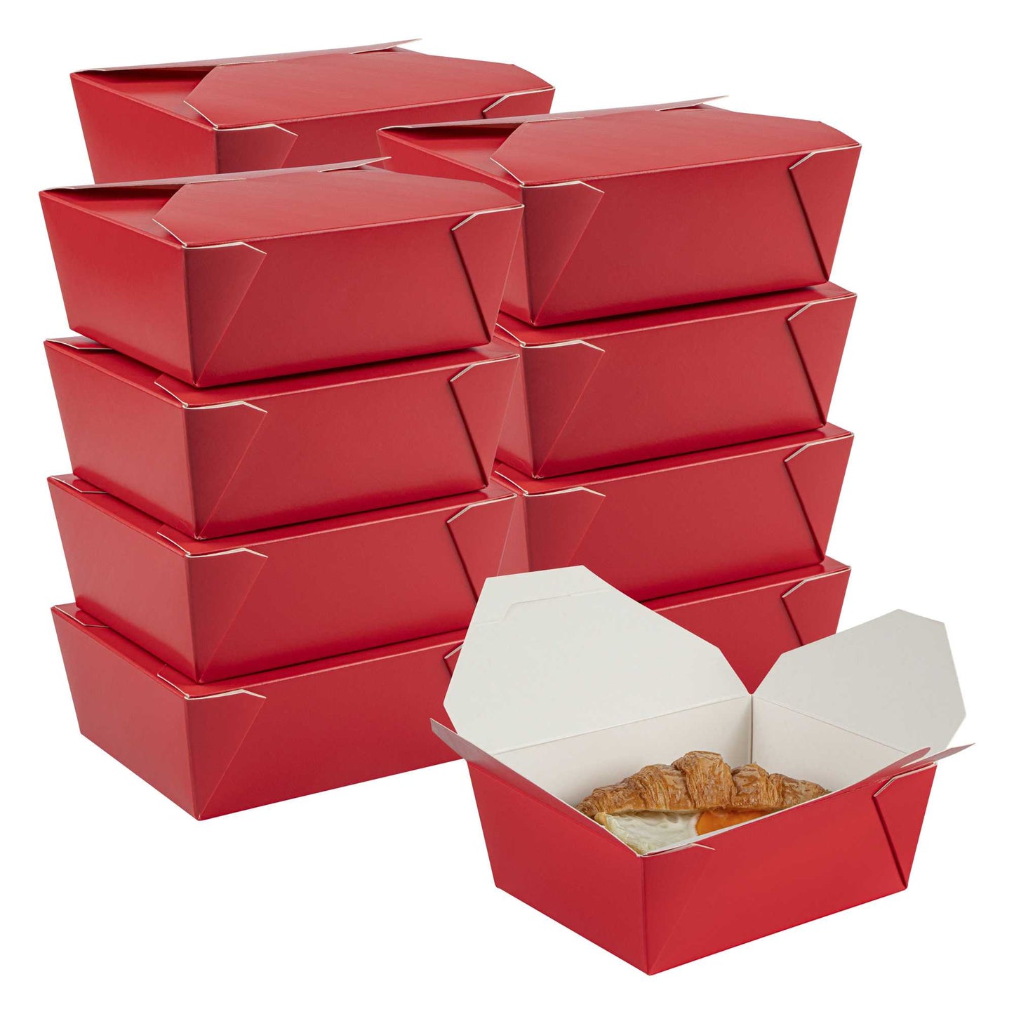 Bio Tek 45 oz Rectangle Red Paper #8 Bio Box Take Out Container - 6 3/4" x 5 1/2" x 2 1/2" - 200 count box