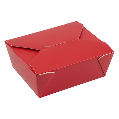 Bio Tek 45 oz Rectangle Red Paper #8 Bio Box Take Out Container - 6 3/4" x 5 1/2" x 2 1/2" - 50 count box