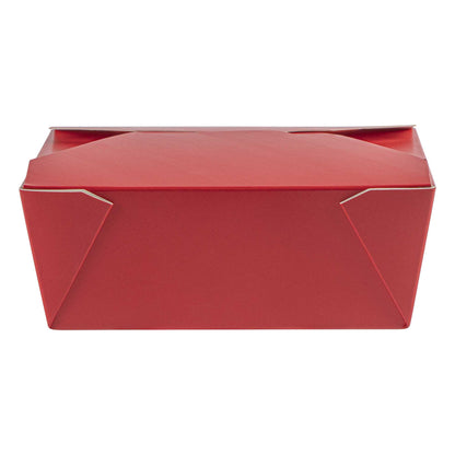 Bio Tek 45 oz Rectangle Red Paper #8 Bio Box Take Out Container - 6 3/4" x 5 1/2" x 2 1/2" - 50 count box