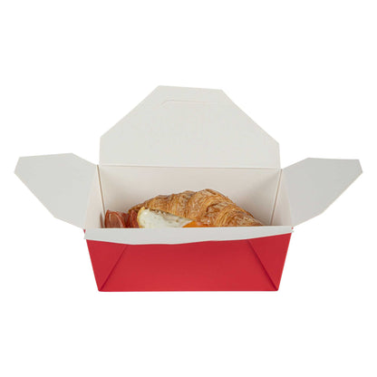 Bio Tek 45 oz Rectangle Red Paper #8 Bio Box Take Out Container - 6 3/4" x 5 1/2" x 2 1/2" - 200 count box
