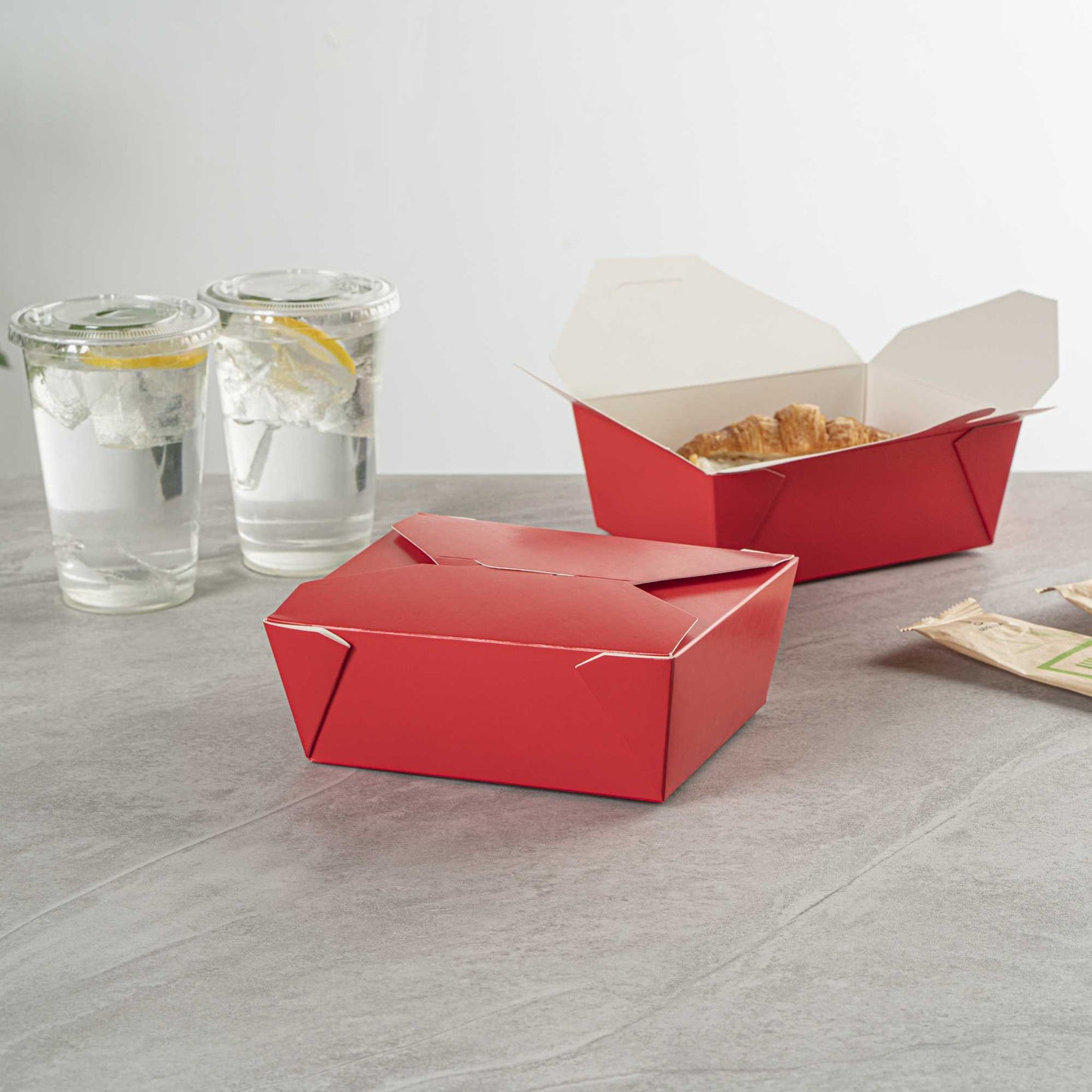 Bio Tek 45 oz Rectangle Red Paper #8 Bio Box Take Out Container - 6 3/4" x 5 1/2" x 2 1/2" - 200 count box