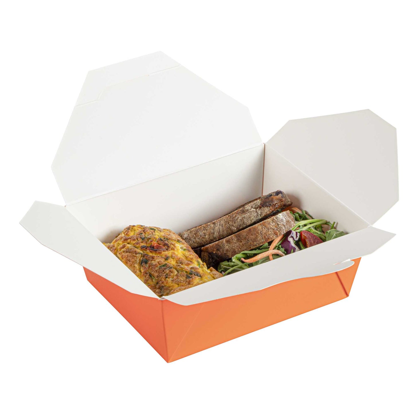 Bio Tek 45 oz Rectangle Tangerine Orange Paper #8 Bio Box Take Out Container - 6 3/4" x 5 1/2" x 2 1/2" - 200 count box