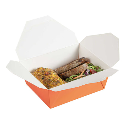 Bio Tek 45 oz Rectangle Tangerine Orange Paper #8 Bio Box Take Out Container - 6 3/4" x 5 1/2" x 2 1/2" - 200 count box