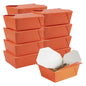 Bio Tek 45 oz Rectangle Tangerine Orange Paper #8 Bio Box Take Out Container - 6 3/4" x 5 1/2" x 2 1/2" - 50 count box