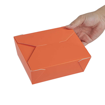 Bio Tek 45 oz Rectangle Tangerine Orange Paper #8 Bio Box Take Out Container - 6 3/4" x 5 1/2" x 2 1/2" - 50 count box