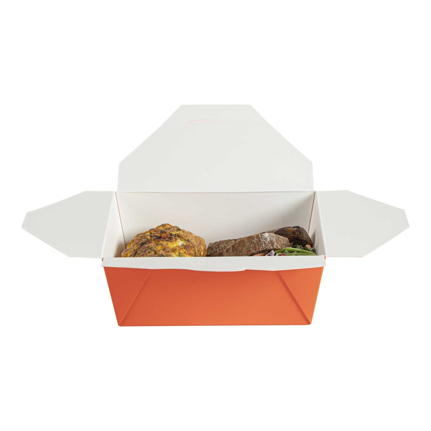 Bio Tek 45 oz Rectangle Tangerine Orange Paper #8 Bio Box Take Out Container - 6 3/4" x 5 1/2" x 2 1/2" - 200 count box