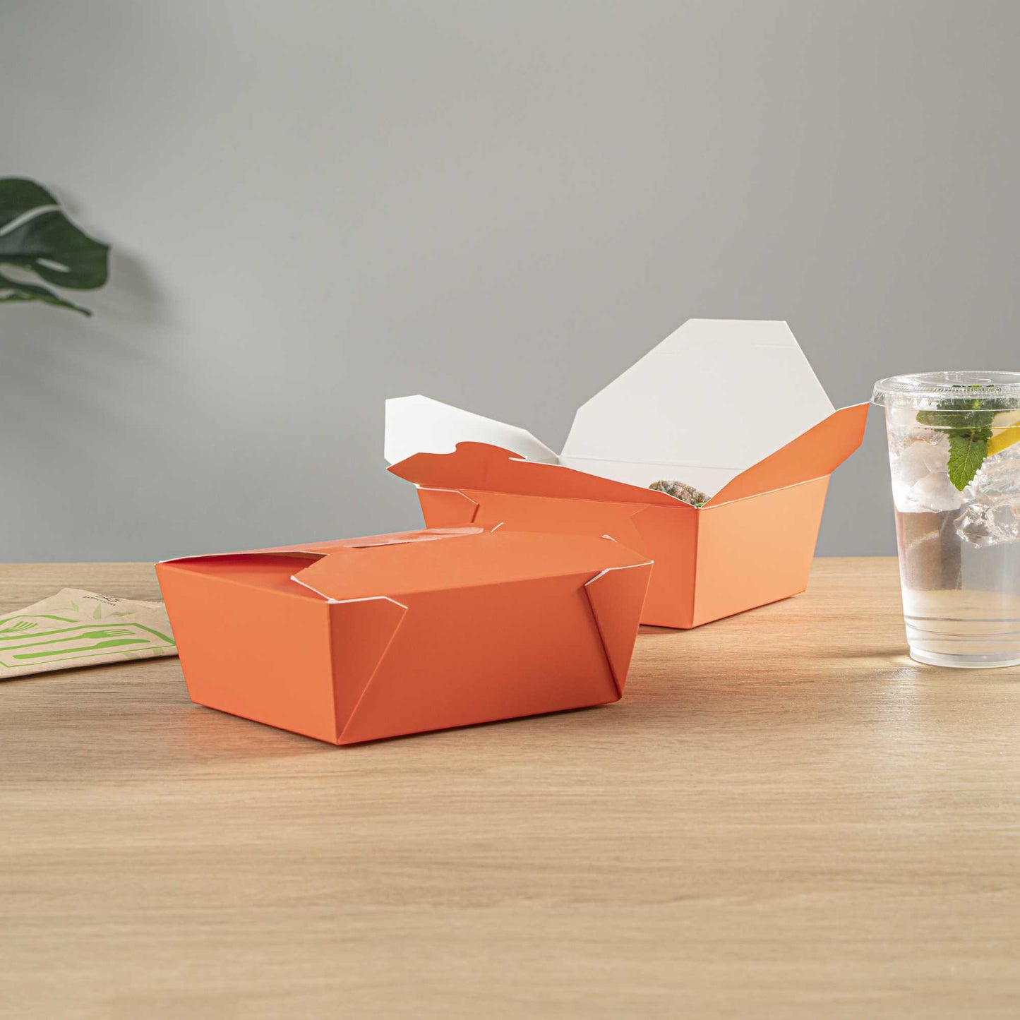 Bio Tek 45 oz Rectangle Tangerine Orange Paper #8 Bio Box Take Out Container - 6 3/4" x 5 1/2" x 2 1/2" - 200 count box