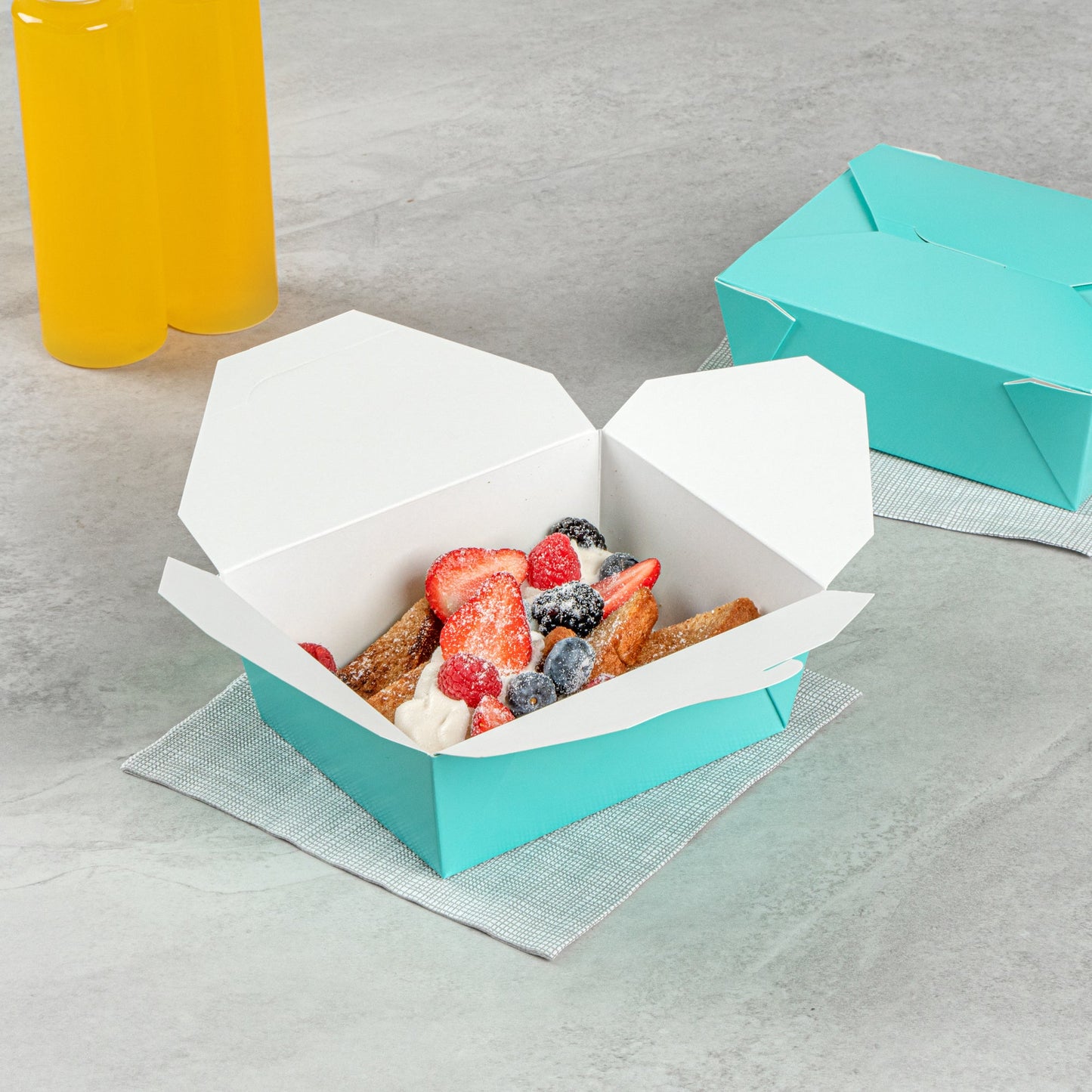 Bio Tek 45 oz Rectangle Turquoise Paper #8 Bio Box Take Out Container - 6 3/4" x 5 1/2" x 2 1/2" - 200 count box