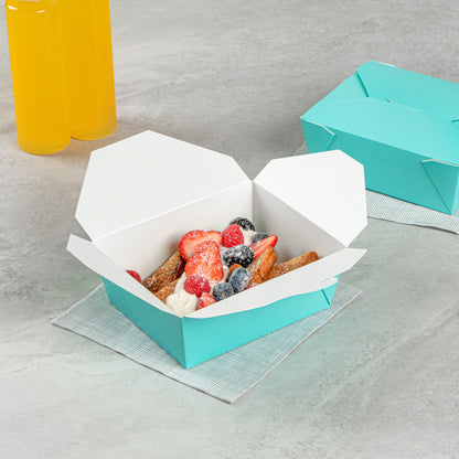 Bio Tek 45 oz Rectangle Turquoise Paper #8 Bio Box Take Out Container - 6 3/4" x 5 1/2" x 2 1/2" - 200 count box