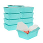 Bio Tek 45 oz Rectangle Turquoise Paper #8 Bio Box Take Out Container - 6 3/4" x 5 1/2" x 2 1/2" - 50 count box