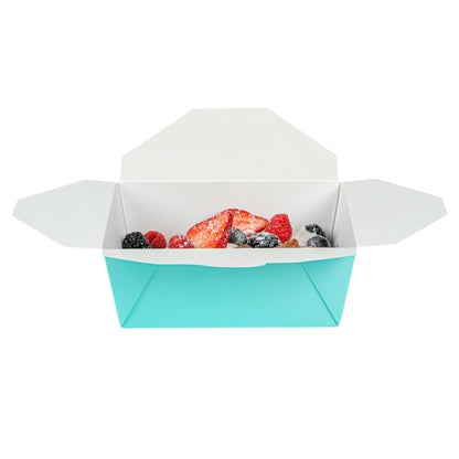 Bio Tek 45 oz Rectangle Turquoise Paper #8 Bio Box Take Out Container - 6 3/4" x 5 1/2" x 2 1/2" - 50 count box
