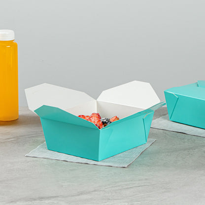 Bio Tek 45 oz Rectangle Turquoise Paper #8 Bio Box Take Out Container - 6 3/4" x 5 1/2" x 2 1/2" - 50 count box
