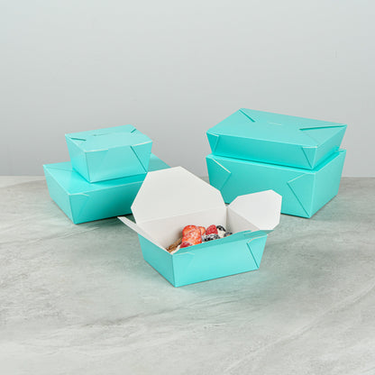 Bio Tek 45 oz Rectangle Turquoise Paper #8 Bio Box Take Out Container - 6 3/4" x 5 1/2" x 2 1/2" - 50 count box