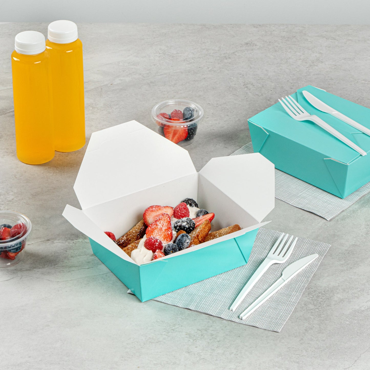 Bio Tek 45 oz Rectangle Turquoise Paper #8 Bio Box Take Out Container - 6 3/4" x 5 1/2" x 2 1/2" - 200 count box