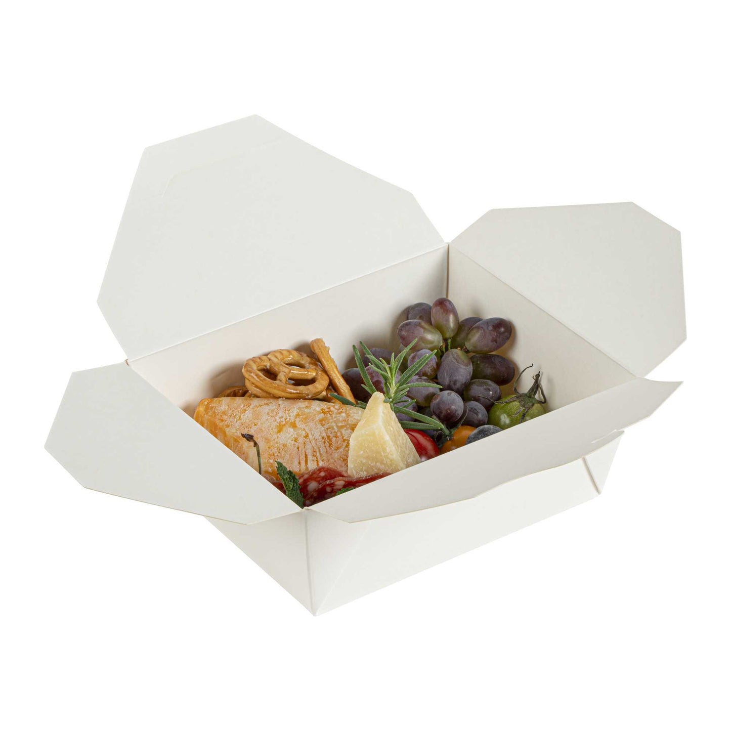 Bio Tek 45 oz Rectangle White Paper #8 Bio Box Take Out Container - 6 3/4" x 5 1/2" x 2 1/2" - 200 count box