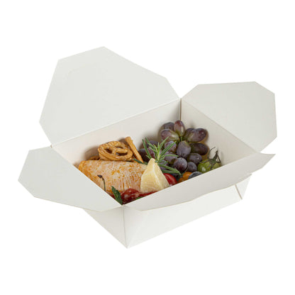 Bio Tek 45 oz Rectangle White Paper #8 Bio Box Take Out Container - 6 3/4" x 5 1/2" x 2 1/2" - 200 count box