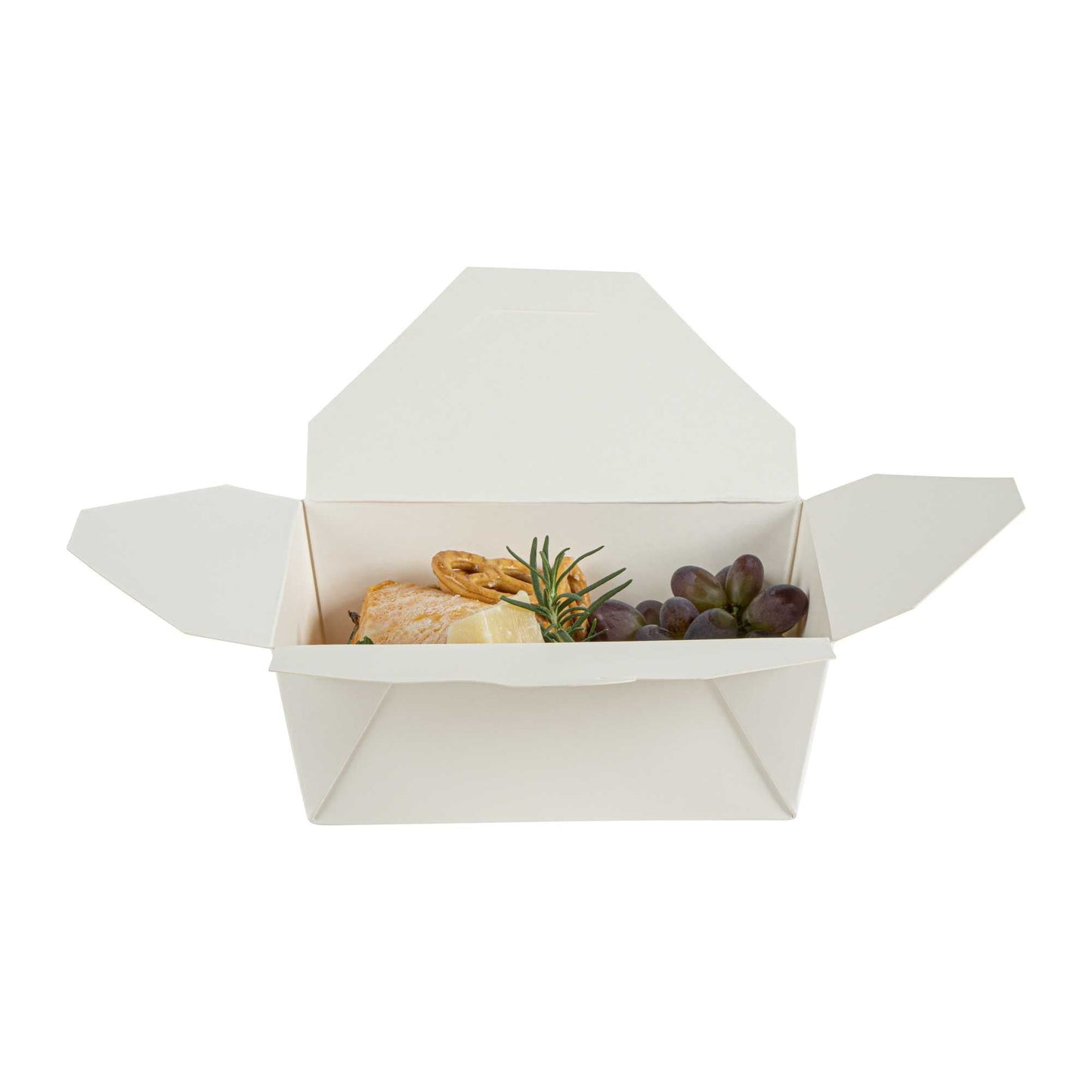 Bio Tek 45 oz Rectangle White Paper #8 Bio Box Take Out Container - 6 3/4" x 5 1/2" x 2 1/2" - 50 count box