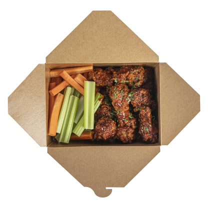 Bio Tek 98 oz Rectangle Kraft Paper #4 Bio Box Take Out Container - 8 1/2" x 6 1/4" x 3 1/2" - 50 count box