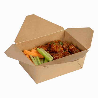 Bio Tek 98 oz Rectangle Kraft Paper #4 Bio Box Take Out Container - 8 1/2" x 6 1/4" x 3 1/2" - 50 count box