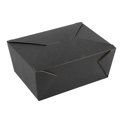 Bio Tek 98 oz Rectangle Black Paper #4 Bio Box Take Out Container - 8 1/2" x 6 1/4" x 3 1/2" - 50 count box
