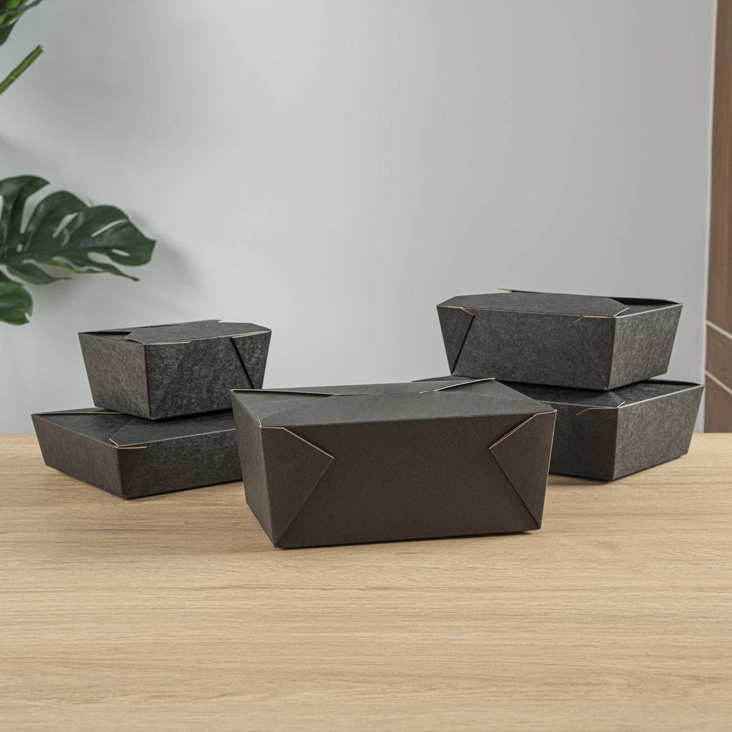 Bio Tek 98 oz Rectangle Black Paper #4 Bio Box Take Out Container - 8 1/2" x 6 1/4" x 3 1/2" - 50 count box