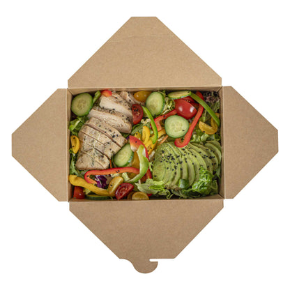 Bio Tek 98 oz Rectangle Black Paper #4 Bio Box Take Out Container - 8 1/2" x 6 1/4" x 3 1/2" - 200 count box