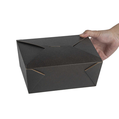 Bio Tek 98 oz Rectangle Black Paper #4 Bio Box Take Out Container - 8 1/2" x 6 1/4" x 3 1/2" - 200 count box