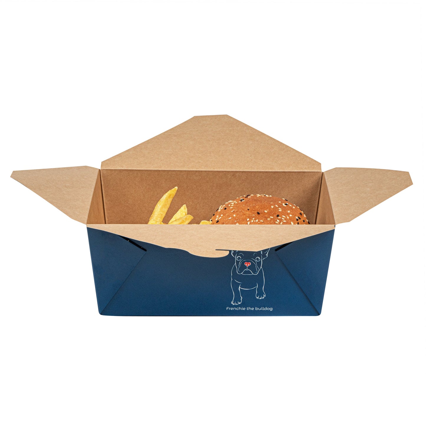Bio Tek 98 oz Frenchie Paper #4 Bio Box Take Out Container - 8 1/2" x 6 1/4" x 3 1/2" - 50 count box