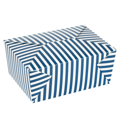 Bio Tek 98 oz Blue and White Stripe Paper #4 Bio Box Take Out Container - 8 1/2" x 6 1/4" x 3 1/2" - 50 count box