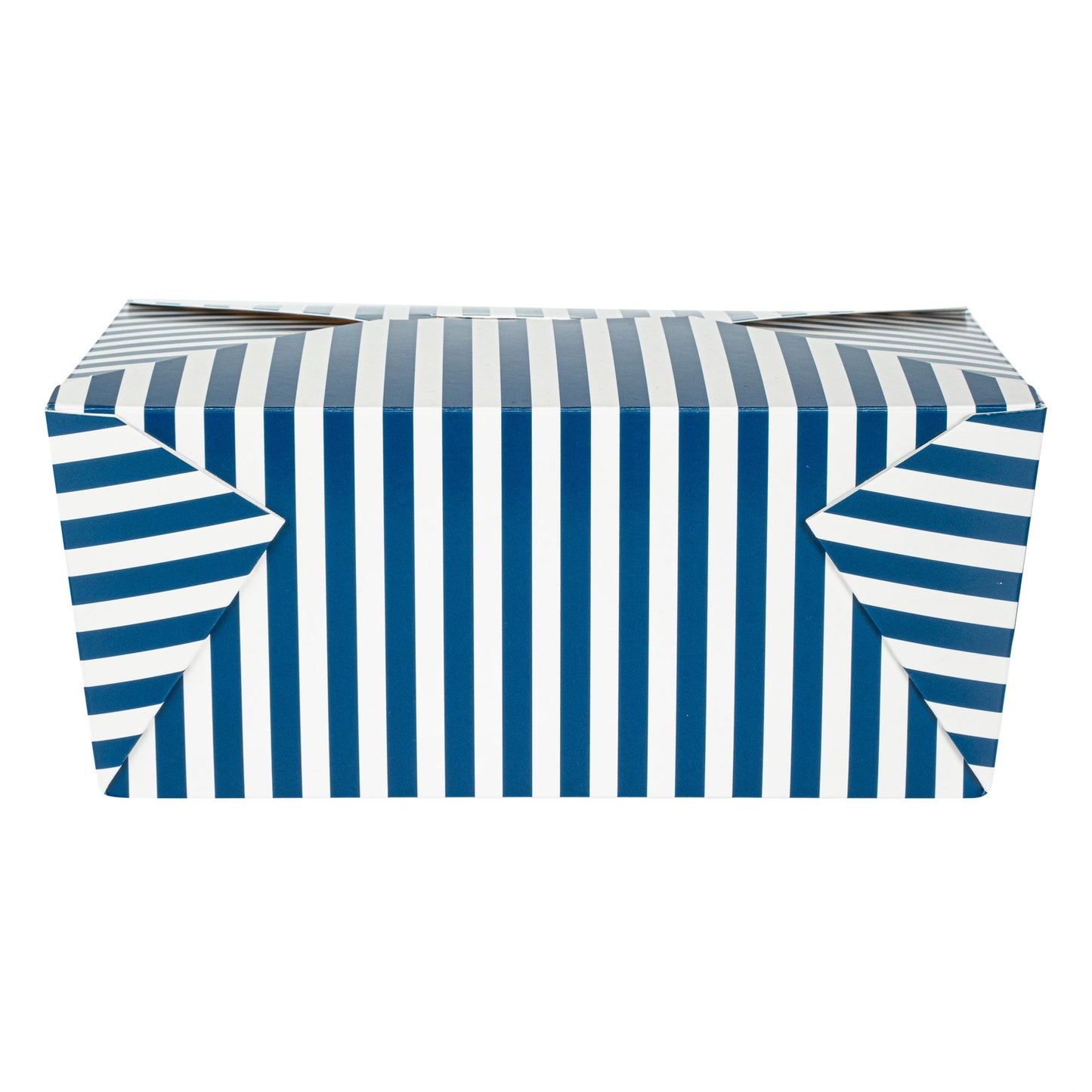 Bio Tek 98 oz Blue and White Stripe Paper #4 Bio Box Take Out Container - 8 1/2" x 6 1/4" x 3 1/2" - 50 count box