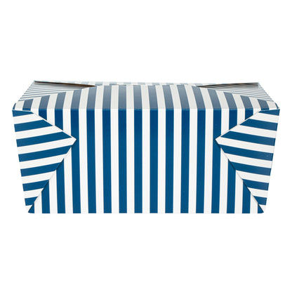 Bio Tek 98 oz Blue and White Stripe Paper #4 Bio Box Take Out Container - 8 1/2" x 6 1/4" x 3 1/2" - 50 count box