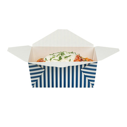 Bio Tek 98 oz Blue and White Stripe Paper #4 Bio Box Take Out Container - 8 1/2" x 6 1/4" x 3 1/2" - 200 count box